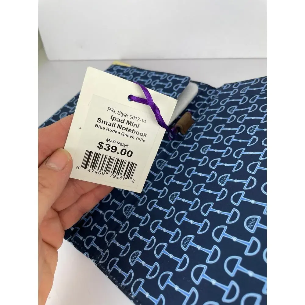 New Paul & Lydia Blue Rodeo Queen Toile iPad Mini Cover Small Notebook Rare Vtg
